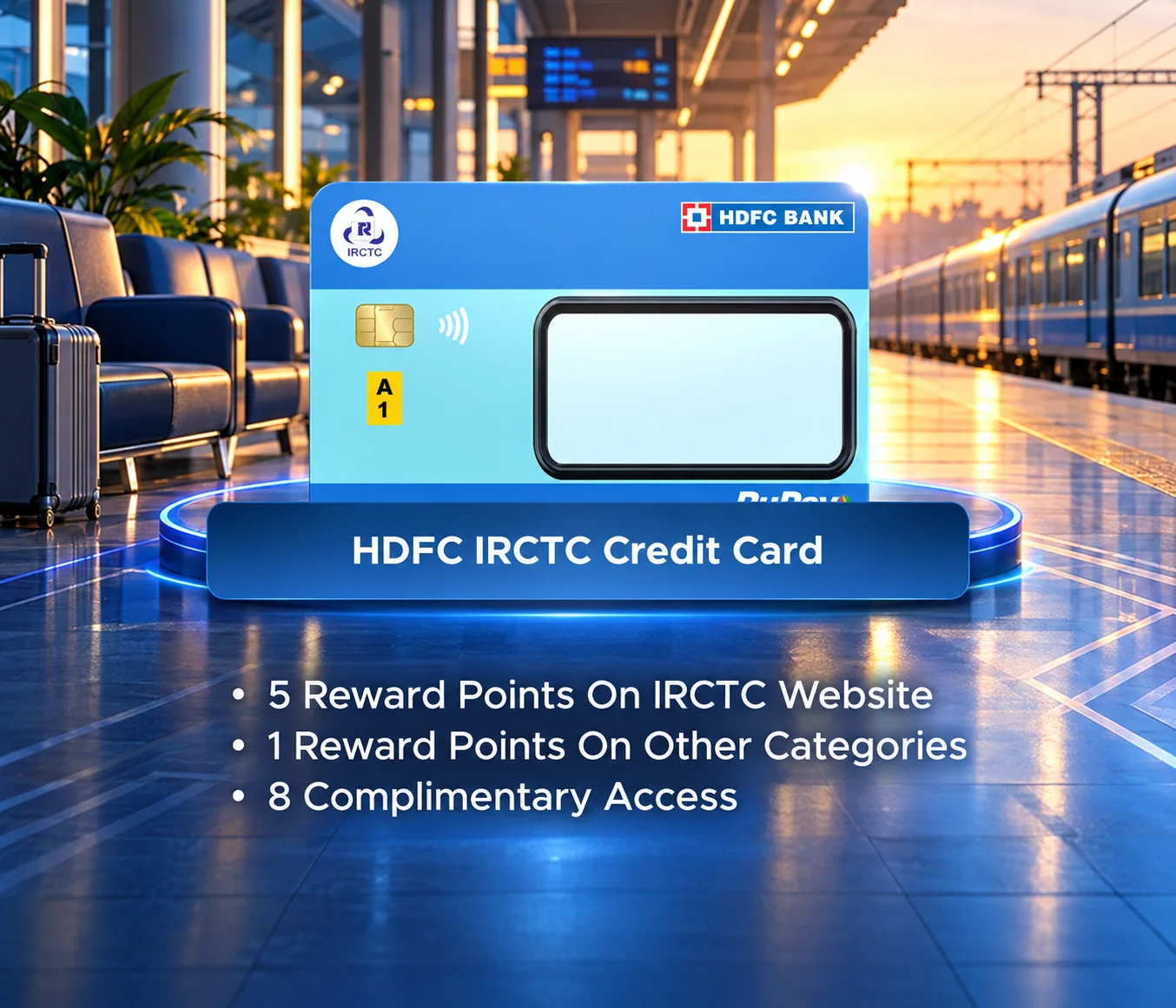 HDFC IRCTC Credit Card promotional card visual