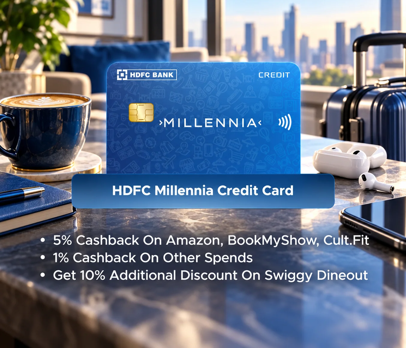 HDFC Millennia Credit Card promotional card visual
