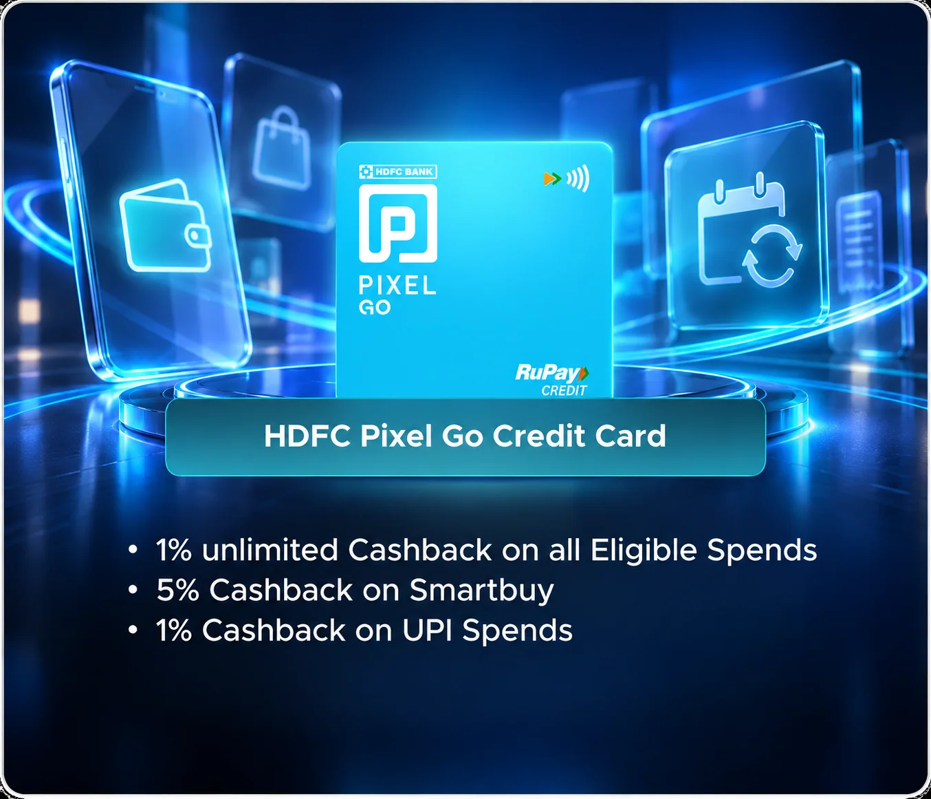 HDFC Pixel Go Credit Card promotional card visual