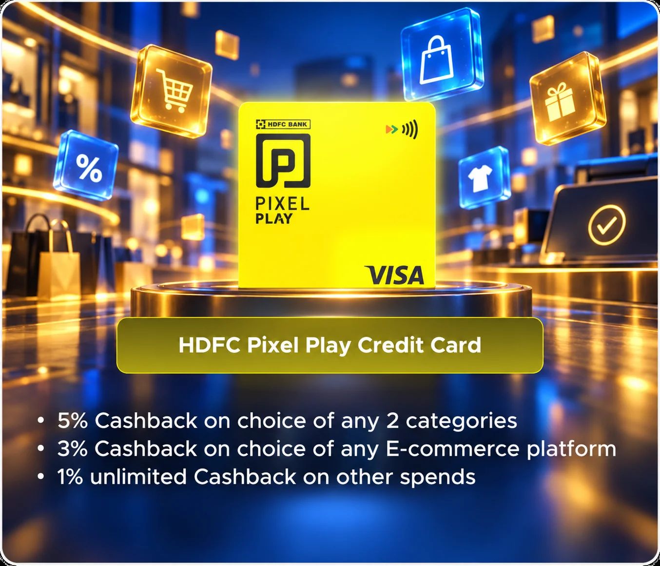 HDFC Pixel Play Credit Card promotional card visual
