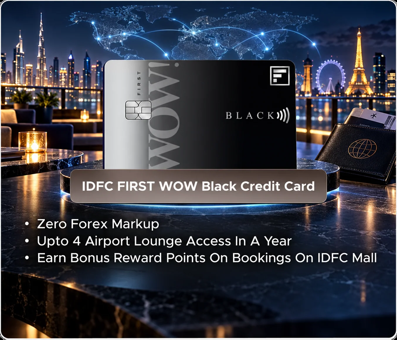 IDFC FIRST WOW Black Credit Card promotional card visual