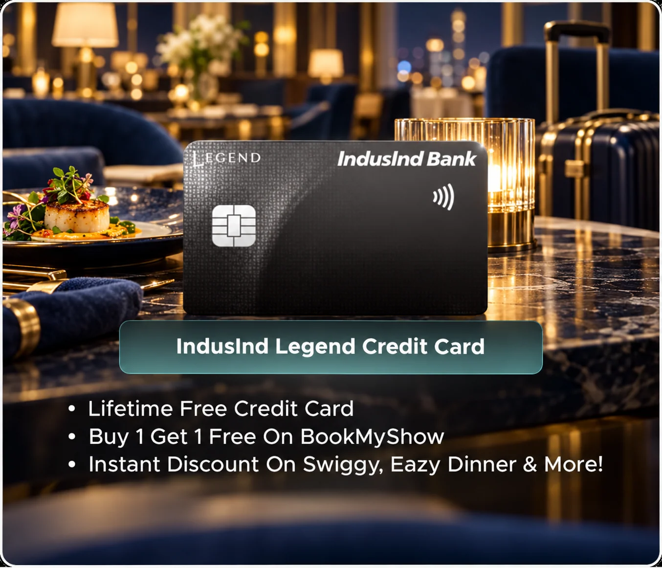 IndusInd Legend Credit Card promotional card visual